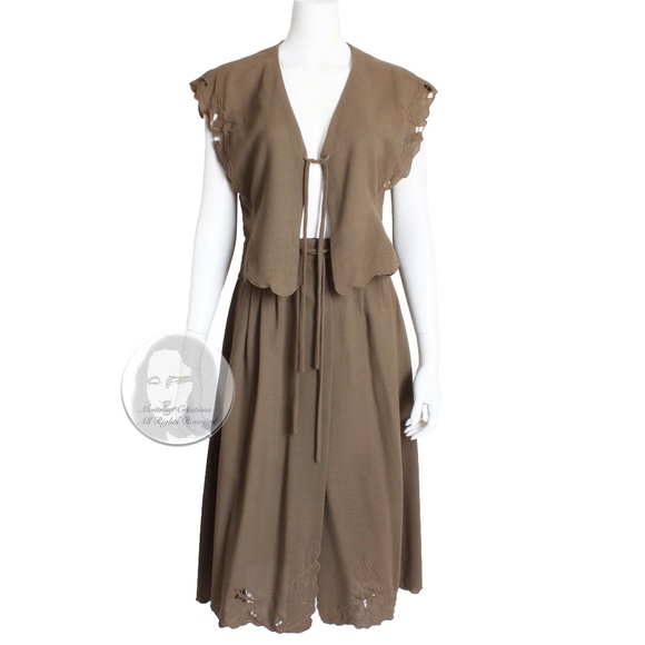 70s Emmanuelle Khanh Paris Skirt Set 2pc Tie Top & Wrap Skirt Made in Italy 38 - Picture 7 of 11